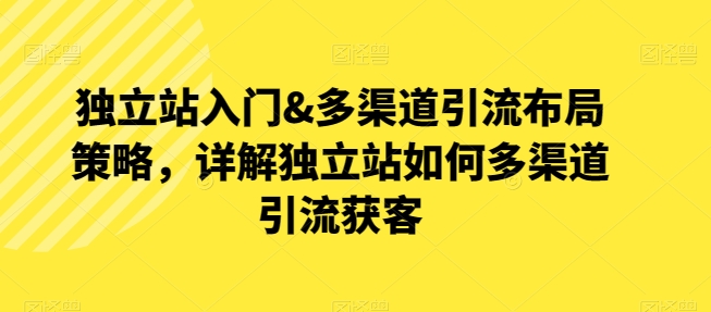 独立站入门&多渠道引流布局策略，详解独立站如何多渠道引流获客-连烟牍库