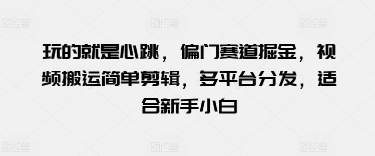 玩的就是心跳，偏门赛道掘金，视频搬运简单剪辑，多平台分发，适合新手小白【揭秘】-连烟牍库