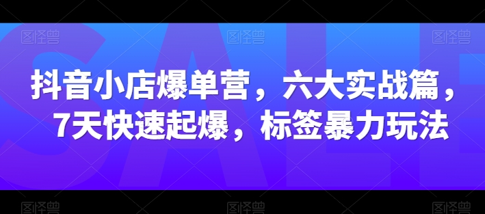 抖音小店爆单营，六大实战篇，7天快速起爆，标签暴力玩法-连烟牍库
