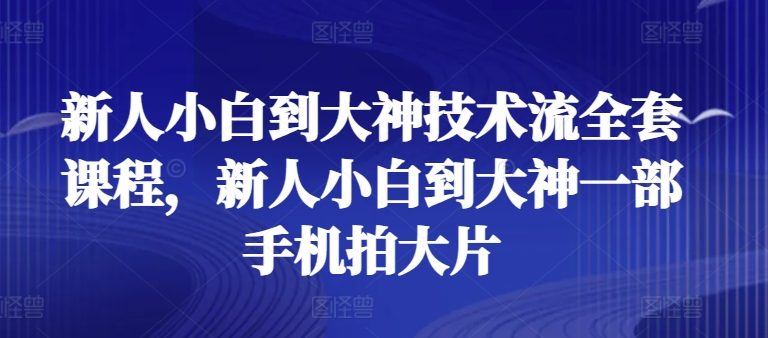 新人小白到大神技术流全套课程，新人小白到大神一部手机拍大片-连烟牍库