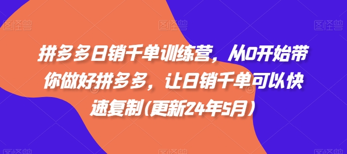 拼多多日销千单训练营，从0开始带你做好拼多多，让日销千单可以快速复制(更新24年5月)-连烟牍库