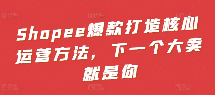 Shopee爆款打造核心运营方法，下一个大卖就是你-连烟牍库