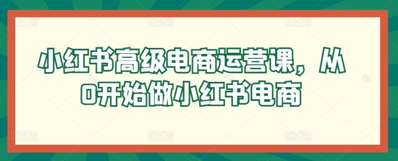 小红书高级电商运营课，从0开始做小红书电商-连烟牍库