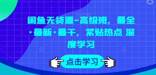闲鱼无货源-高级班，最全·最新·最干，紧贴热点 深度学习-连烟牍库