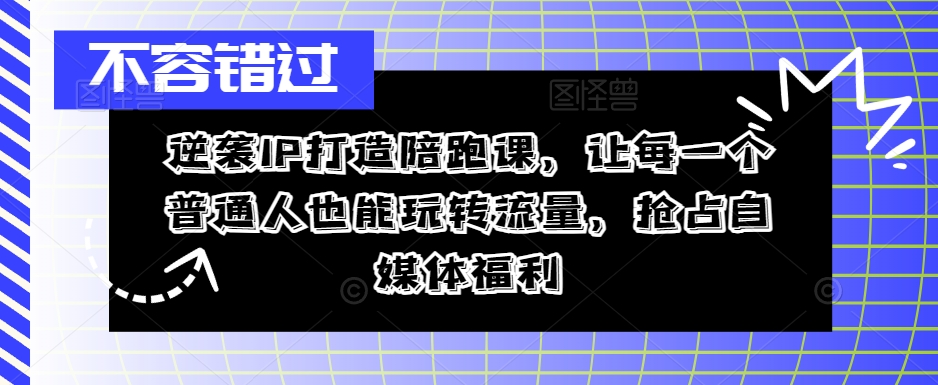 逆袭IP打造陪跑课，让每一个普通人也能玩转流量，抢占自媒体福利-连烟牍库