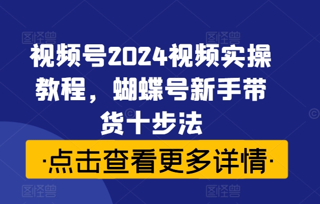视频号2024视频实操教程，蝴蝶号新手带货十步法-连烟牍库