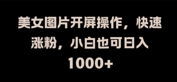 美女图片开屏操作，快速涨粉，小白也可日入1k【揭秘】-连烟牍库
