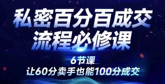 私密百分百成交流程线上训练营，绝对成交，让60分卖手也能100分成交-连烟牍库