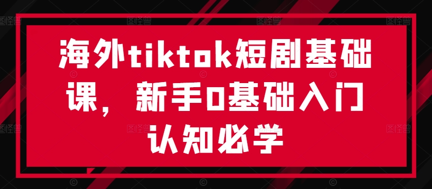 海外tiktok短剧基础课，新手0基础入门认知必学-连烟牍库