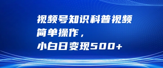 视频号知识科普视频，简单操作，小白日变现500+【揭秘】-连烟牍库