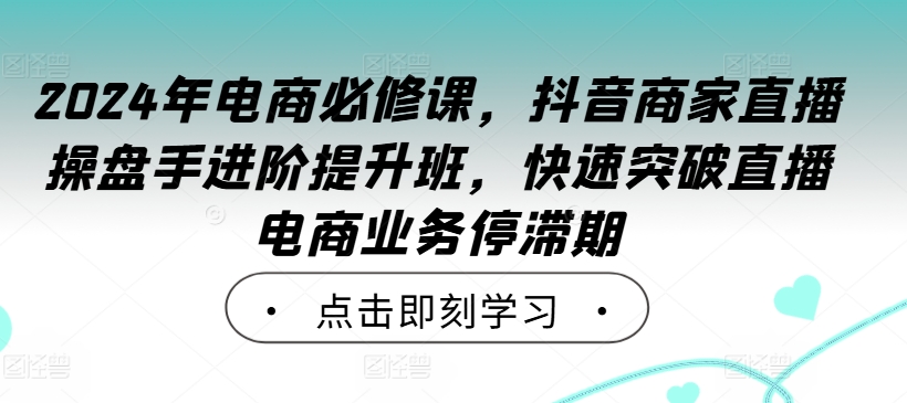 2024年电商必修课，抖音商家直播操盘手进阶提升班，快速突破直播电商业务停滞期-连烟牍库