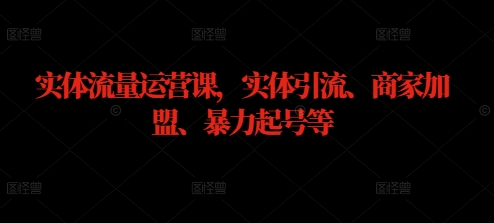 实体流量运营课，实体引流、商家加盟、暴力起号等-连烟牍库
