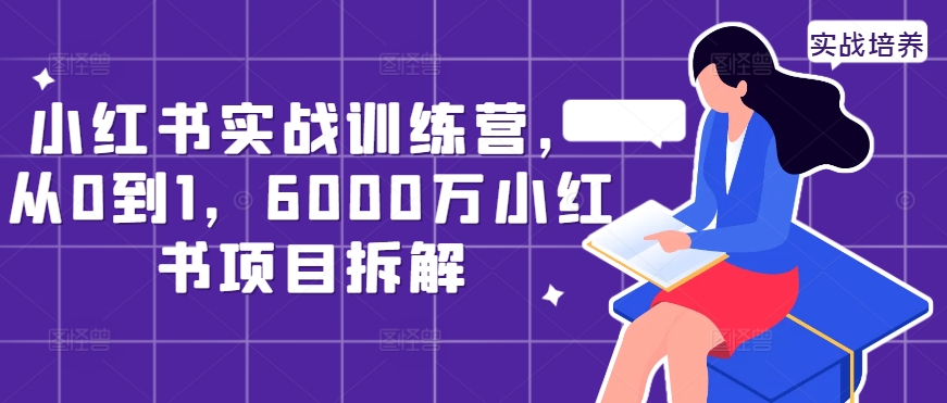 小红书实战训练营，从0到1，6000万小红书项目拆解-连烟牍库
