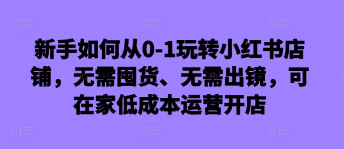 新手如何从0-1玩转小红书店铺，无需囤货、无需出镜，可在家低成本运营开店-连烟牍库