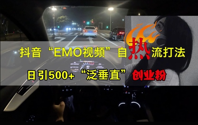 抖音EMO视频自热打法，日引500+“泛垂直”创业粉-连烟牍库