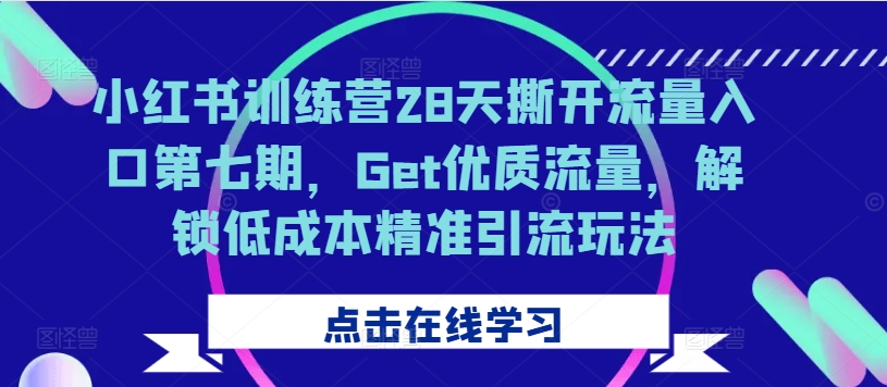 小红书训练营28天撕开流量入口第七期，Get优质流量，解锁低成本精准引流玩法-连烟牍库
