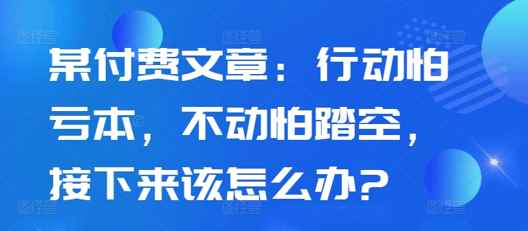 某付费文章：行动怕亏本，不动怕踏空，接下来该怎么办?-连烟牍库