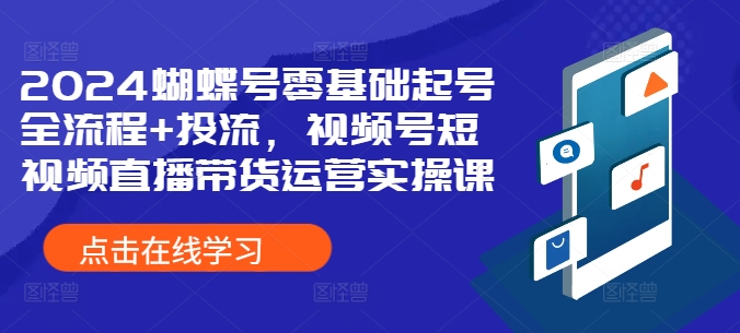 2024蝴蝶号零基础起号全流程+投流，视频号短视频直播带货运营实操课-连烟牍库