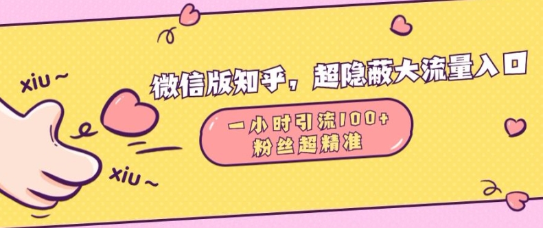 微信版知乎，超隐蔽流量入口1小时引流100人，粉丝质量超高【揭秘】-连烟牍库