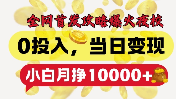 全网首发爆火夜校，0投入，当日变现，小白轻松月入1w+【揭秘】-连烟牍库