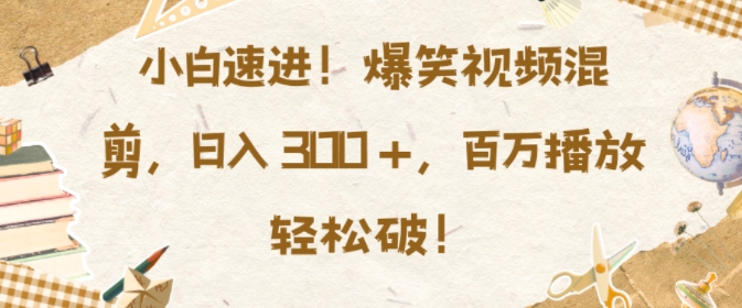 小白速进，爆笑视频混剪，日入3张，百万播放轻松破【揭秘】-连烟牍库