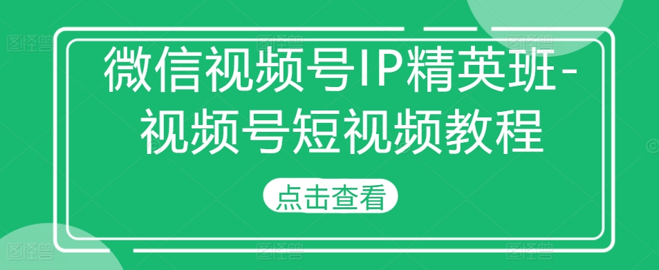 微信视频号IP精英班-视频号短视频教程-连烟牍库