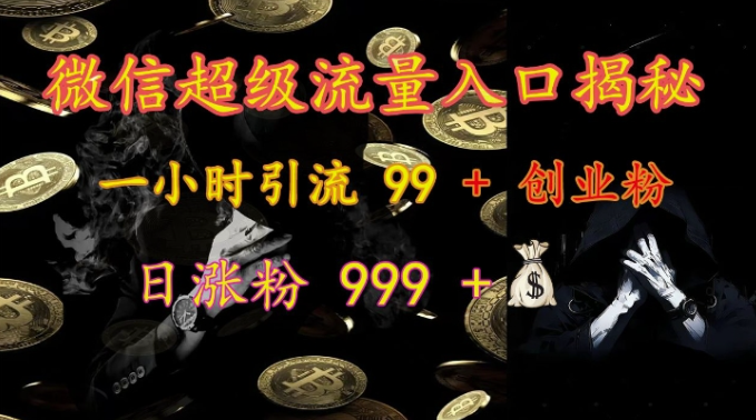 微信超级流量入口揭秘：一小时引流 99 + 创业粉，日涨粉 999 +-连烟牍库