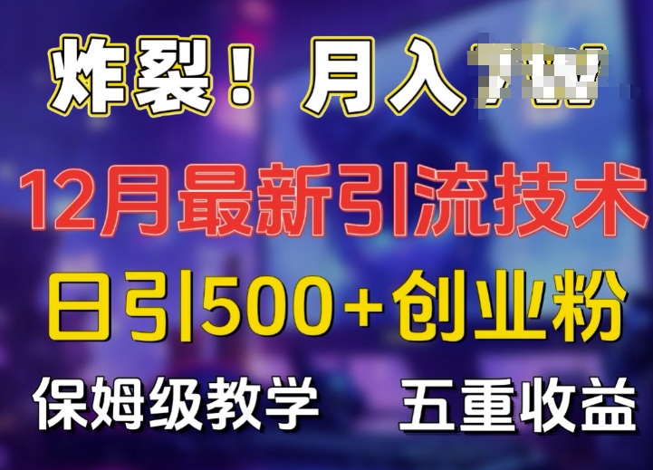 炸裂!揭秘12月最新日引流500+精准创业粉，多重收益保姆级教学-连烟牍库