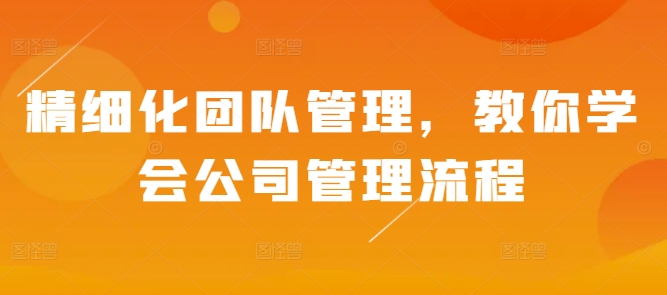 精细化团队管理，教你学会公司管理流程-连烟牍库