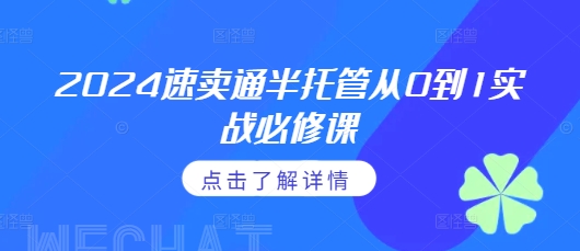 2024速卖通半托管从0到1实战必修课，掌握通投广告打法、熟悉速卖通半托管的政策细节-连烟牍库
