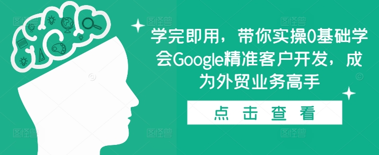 学完即用，带你实操0基础学会Google精准客户开发，成为外贸业务高手-连烟牍库