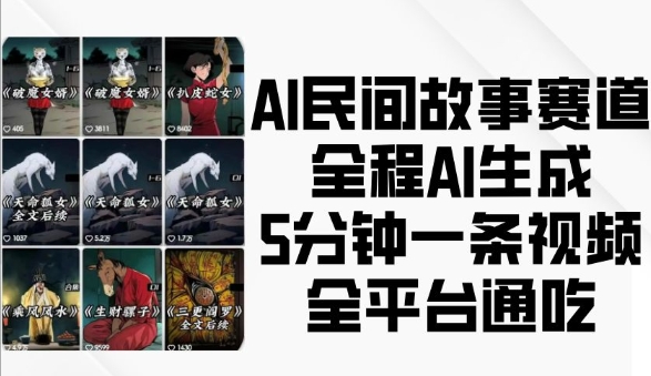 AI民间故事赛道，全程AI生成5分钟一条视频，全平台通吃-连烟牍库