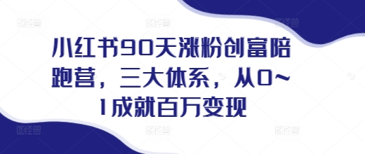 小红书90天涨粉创富陪跑营，​三大体系，从0~1成就百万变现，做小红书的最后一站-连烟牍库