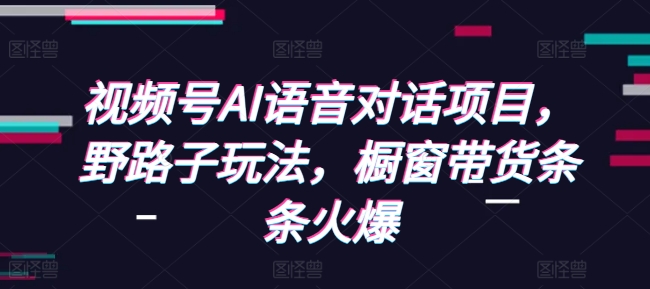 视频号AI语音对话项目，野路子玩法，橱窗带货条条火爆-连烟牍库