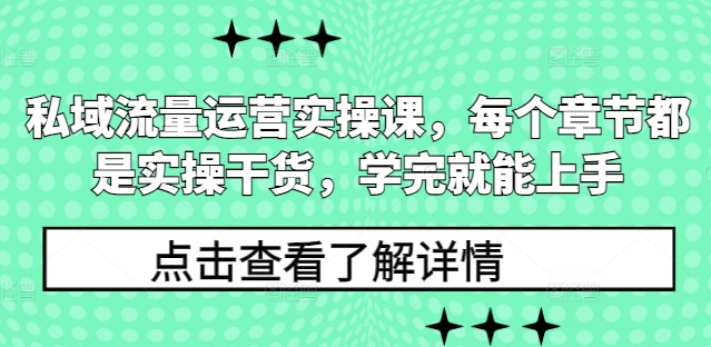 私域流量运营实操课，每个章节都是实操干货，学完就能上手-连烟牍库
