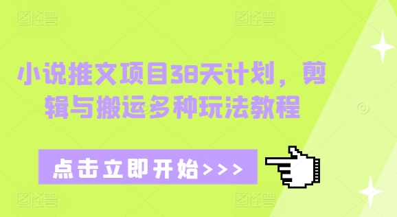 小说推文项目38天计划，剪辑与搬运多种玩法教程-连烟牍库
