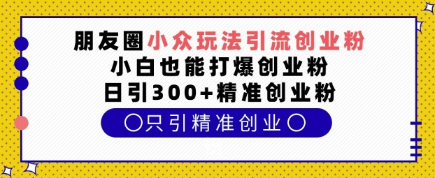 朋友圈小众玩法引流创业粉，小白也能打爆创业粉，日引300+精准创业粉【揭秘】-连烟牍库