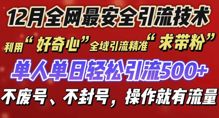 12 月份全网最安全引流创业粉技术来袭，不封号不废号，有操作就有流量【揭秘】-连烟牍库