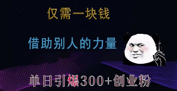 仅需一块钱，借助别人的力量，单日引爆300+创业粉、兼职粉【揭秘】-连烟牍库