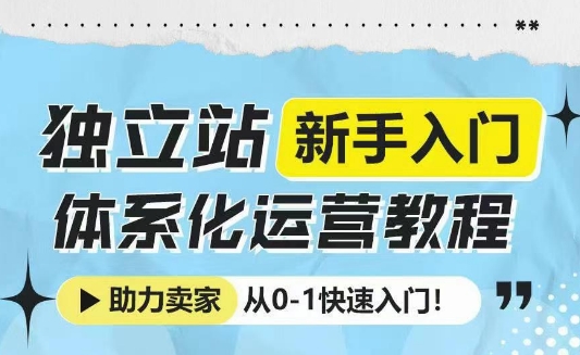 独立站新手入门体系化运营教程，助力独立站卖家从0-1快速入门!-连烟牍库
