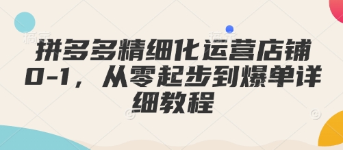 拼多多精细化运营店铺0-1，从零起步到爆单详细教程-连烟牍库