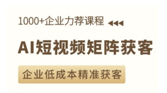 AI短视频矩阵获客实操课，企业低成本精准获客-连烟牍库