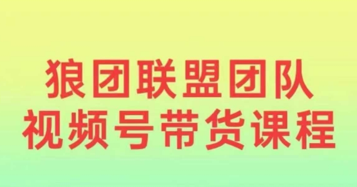 狼团联盟2024视频号带货，0基础小白快速入局视频号-连烟牍库