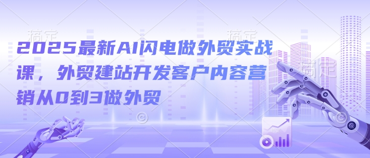 2025最新AI闪电做外贸实战课，外贸建站开发客户内容营销从0到3做外贸-连烟牍库