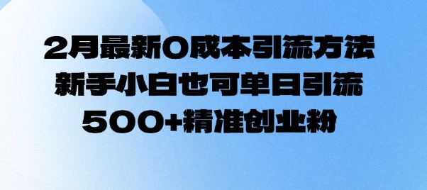 2月最新0成本引流方法，新手小白也可单日引流500+精准创业粉-连烟牍库