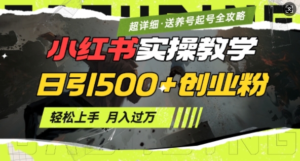 2月小红书最新日引500+创业粉实操教学【超详细】小白轻松上手，月入1W+，附小红书养号起号SOP-连烟牍库