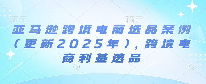 亚马逊跨境电商选品案例(更新2025年2月)，跨境电商利基选品-连烟牍库