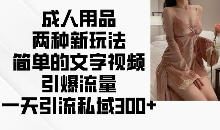 成人用品两种新玩法，简单的文字视频引爆流量，一天引流私域300+-连烟牍库