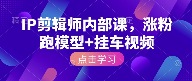 IP剪辑师内部课，涨粉跑模型+挂车视频-连烟牍库