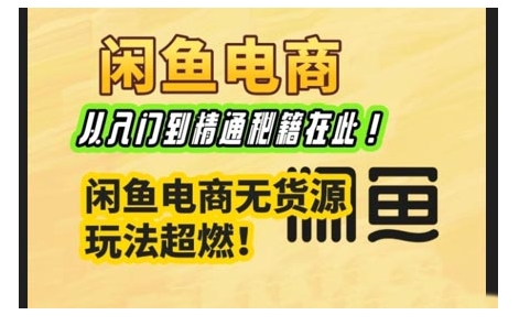 闲鱼电商实战课，从入门到精通秘籍在此，闲鱼电商无货源玩法超燃!-连烟牍库